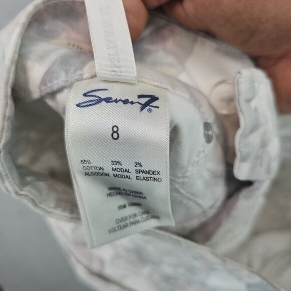 Seven7 High Rise Tummyless Skinny Jeans Womens 8 Pastel Floral Printed Slimming - Picture 9 of 11